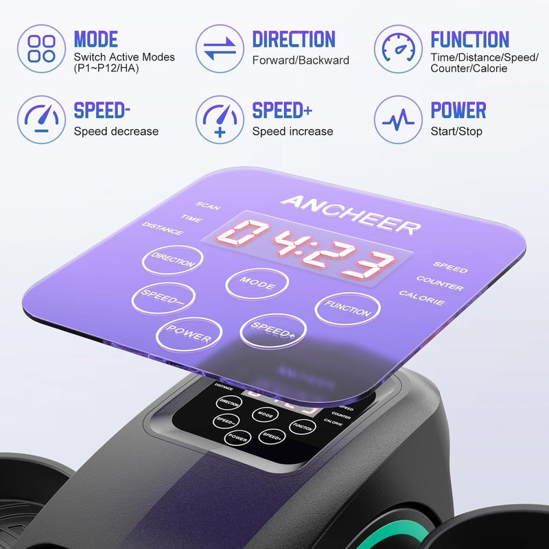 ANCHEER Under Desk Elliptical Machine, Electric Seated Pedal Exerciser, Mini Elliptical Machines for Seniors, LCD Display Monitor, Portable Quiet Elliptical Machine, Leg Exerciser for Home - Image 4